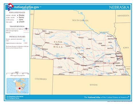 Large detailed map of Nebraska state. Nebraska state large detailed map | Vidiani.com | Maps of ...