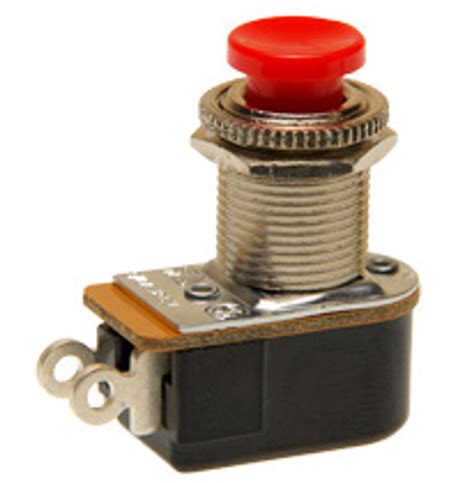 P27L-RD Carling Push button switch, single pole, On-Momentary Off, red button