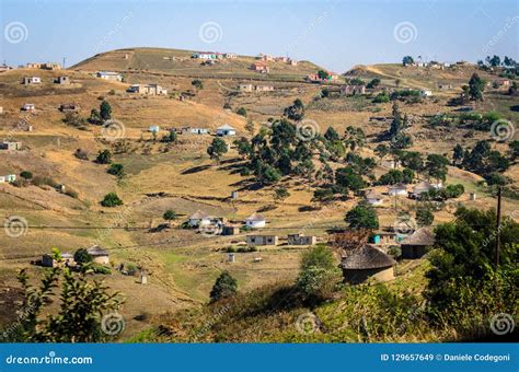 African Village, Rural Houses Apartheid South Africa, Bantustan KwaZulu Natal Near Durban. Stock ...