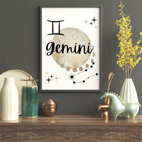 Gemini Wall Art Gemini Zodiac Print Poster Celestial - Etsy