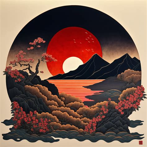 AI-MIDNIGHT SUNSET JAPANESE STYLE ART :: Behance