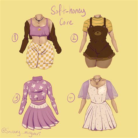 I made some honey core/ soft girl outfits, what do you think? : r/OUTFITS