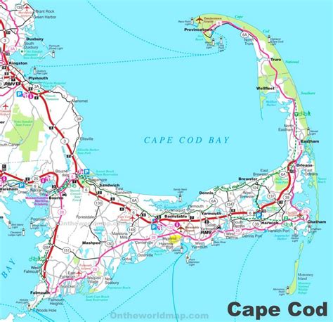 Road Map of Cape Cod - Ontheworldmap.com