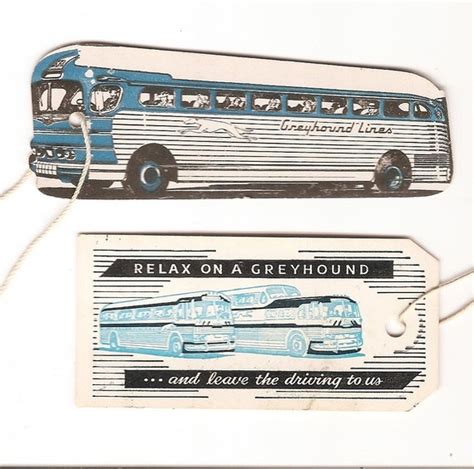 GREYHOUND BUS VINTAGE LUGGAGE TAG DIE CUT BLUE by nancesnostalgia