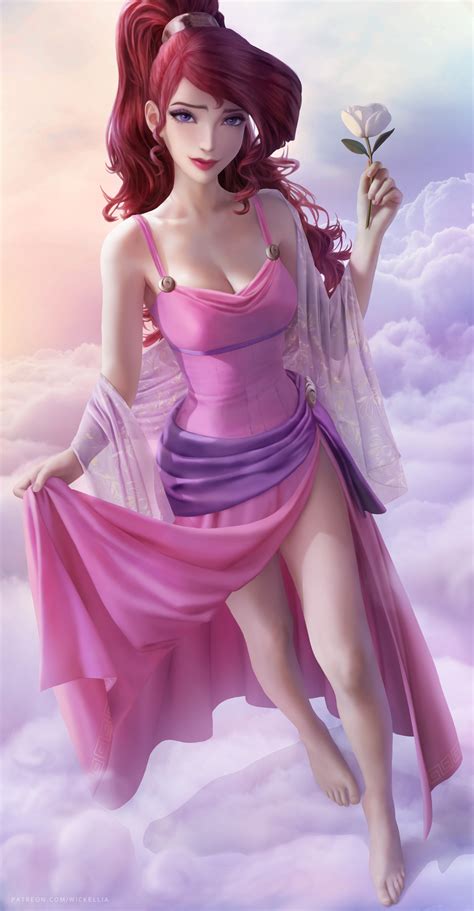 Wallpaper : megara, Hercules, fictional character, redhead, dress, flowers, 2D, artwork, drawing ...