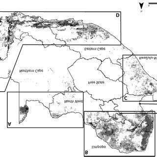 The suitable leopard habitat map from Swanepoel et al. (2013) adapted ...