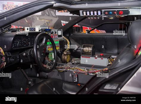 New York, NY, USA. 21st Oct, 2015. DeLorean Time Machine interior at ...