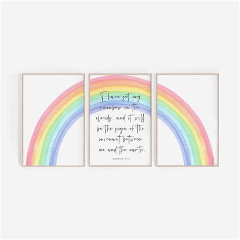 Genesis 9:13 I Have Set My Rainbow Set of 3 Bible Verse Print - Etsy