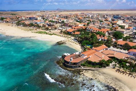 Aerial view of Santa Maria beach in Sal Island Cape Verde - Cabo — Stock Photo © sam741002 #95641162