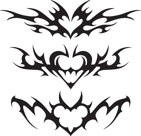 Neo tribal y2k tattoo with heart shape. Cyber sigilism style hand drawn ornaments. Vector ...