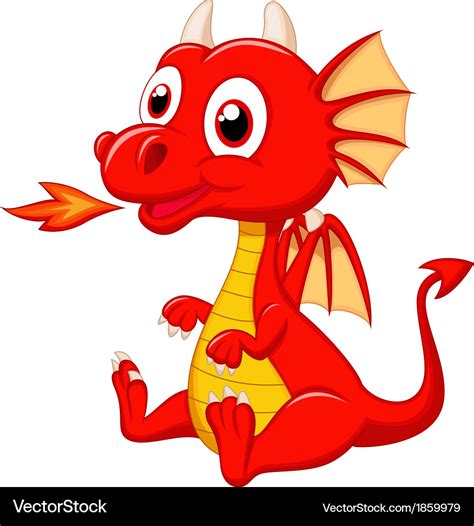 Cute baby dragon cartoon Royalty Free Vector Image