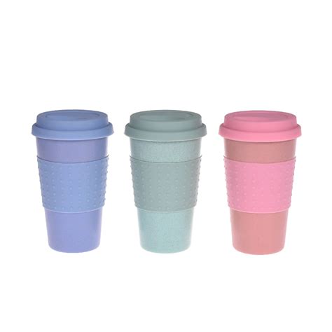 1Pc Eco Friendly Wheat Straw Coffee to Go Cups Travel Mug With Lids Travel Cup Portable for ...