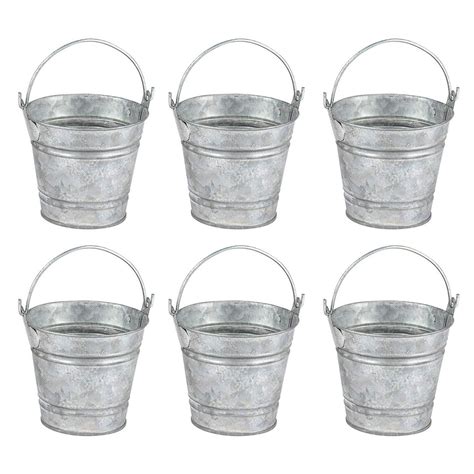 Mini Metal Buckets with Handles - 6-Pack Party Tin Pail Containers for ...