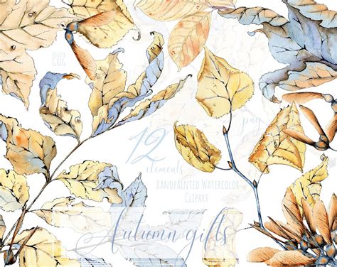 Watercolor Fall Leaves Clipart, Autumn Clipart, Fall Clipart, Thanksgiving, Halloween, Rustic ...