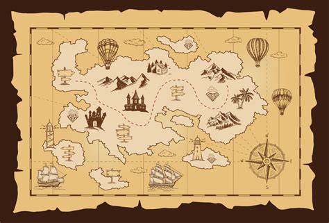 Old treasure map vector sketch. Hand drawn illustrations, vector. 12717143 Vector Art at Vecteezy