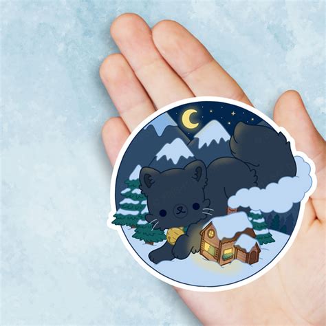 Yule Cat Vinyl Sticker – Bright Bat Design