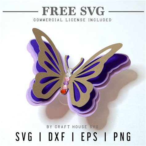 FREE 3D Layered Butterfly SVG cut file - Craft House SVG