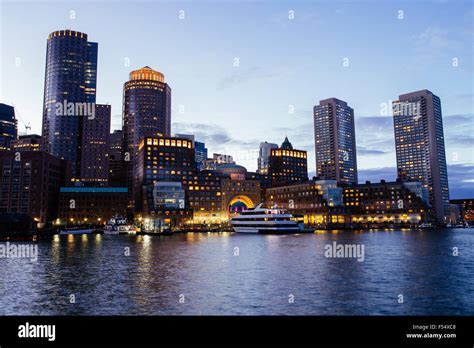 boston skyline night Stock Photo - Alamy