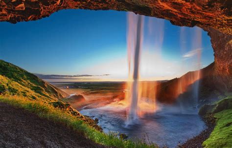 Waterfall At Sunset Wallpapers - Wallpaper Cave