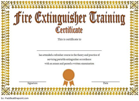 Fire Extinguisher Training Certificate Template Word Free 2 Regarding Best Fire Extinguis ...