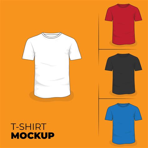 T-shirt mockup design in white red black and blue color from front view ...