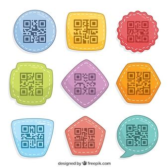 Free Vector | Collection of nine colorful qr code with geometric shapes