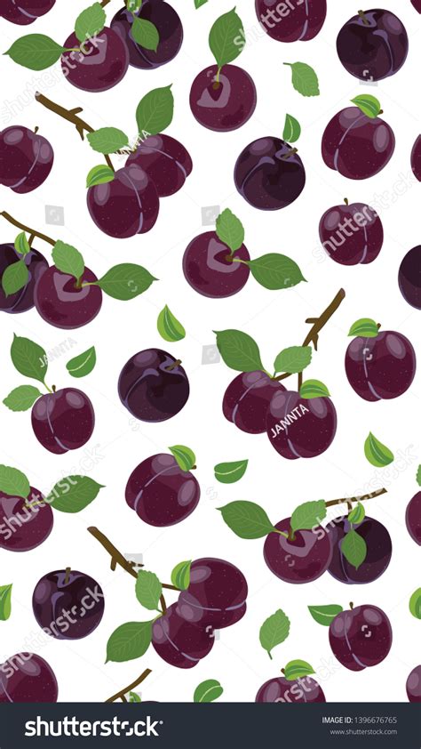 Fresh Purple Plum Seamless Pattern Vector Stock Vector (Royalty Free ...