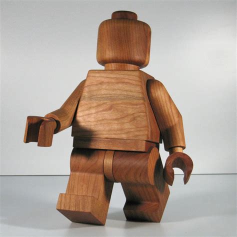 Large Wooden LEGO Man sculpture Cherry