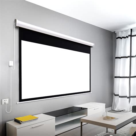 Fengmi Electric Motorized Projector Screen Coated White Plastic 16:9 100-Inches Support ...