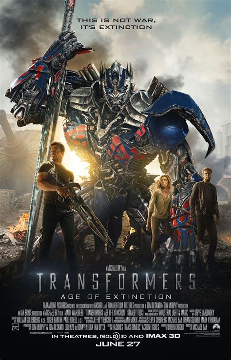 New Transformers 4 Age Of Extinction Poster Featuring Optimus Prime And The Main Human Cast ...