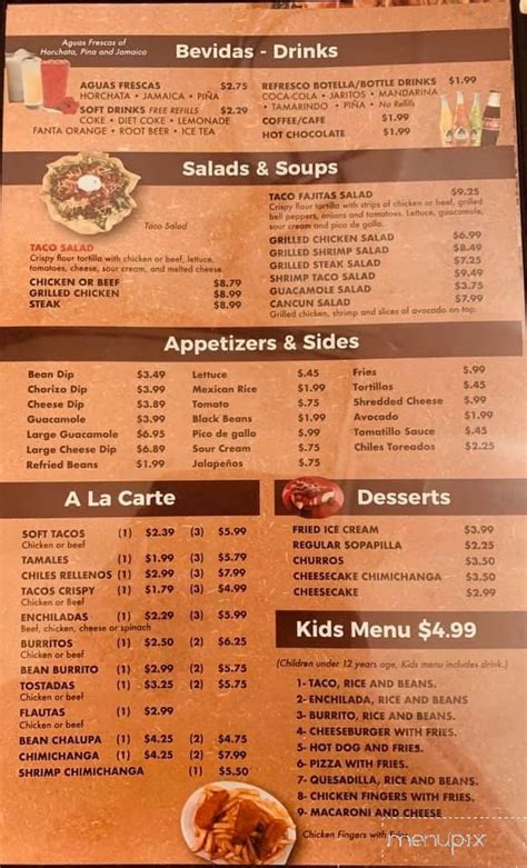 Menu of Chuy's Mexican Restaurant in Fremont, NE 68025