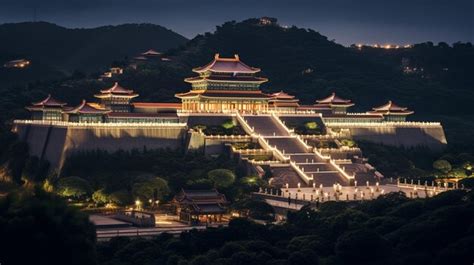 Premium AI Image | Night view of The National Palace Museum