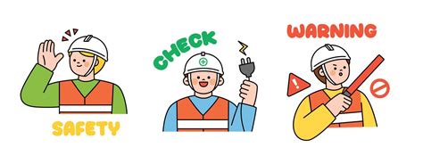 Cute human character explaining construction site safety rules. Safety ...