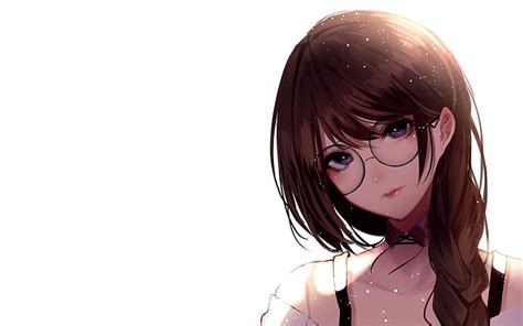 Brown Hair Anime Girl Glasses - Anime Wallpaper HD