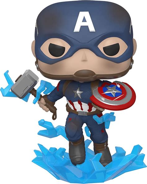 Funko - Pop! Marvel: Avengers Endgame - Captain America with Broken Shield & Mjoinir Figurina de ...