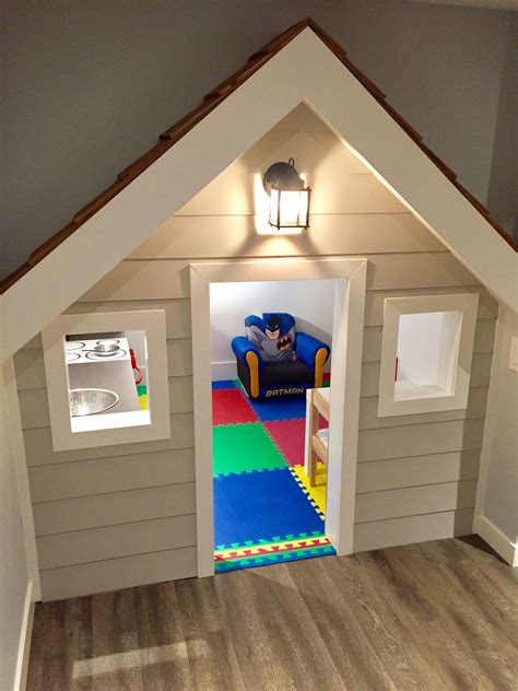 DIY playhouse built under stairs Under Stairs Playroom, Under Stairs Playhouse, Kids Indoor ...