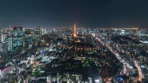 4K Timelapse Sequence of Tokyo, Japan - Tokyo's skyline at night from the Mori Museum Wide Angle ...