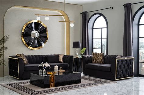 Modern Sofa Set Design at With Beautiful Black Color Scheme.