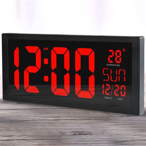 Large screen big Electronic wall clock desktop LED Digital Calendar clock thermometer Daylight ...