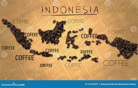 Indonesia Map Coffee Bean Producer On Old Paper Stock Image | CartoonDealer.com #41916691