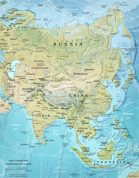 Map of Asia Physical Map ǀ Maps of all cities and countries for your wall | UKposters