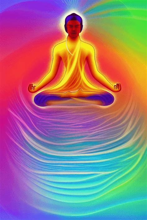 Meditation with Chakras and Colored Waves · Creative Fabrica