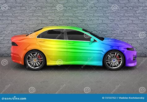 Car in rainbow colors stock illustration. Illustration of assortment - 73732752