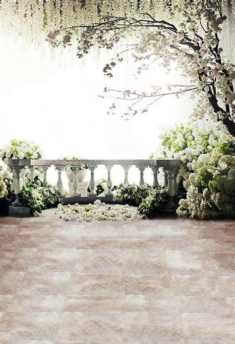 Amazon.com : 5x7ft Digital Photography Backdrops Brick Floor White Flowers Back… | Digital ...