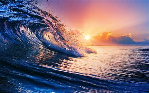 nature, Sunset, Sea, Waves, Clouds, Water, Colorful Wallpapers HD / Desktop and Mobile Backgrounds