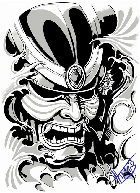 Samurai mask by threeharom on DeviantArt in 2021 | Samurai mask tattoo ...