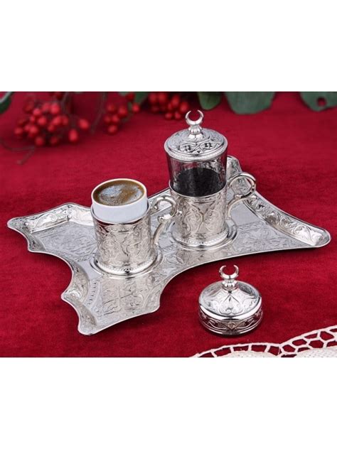 Buy Turkish Coffee Set for One, Silver Colour - Grand Bazaar Istanbul ...