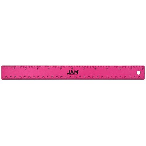 JAM Stainless Steel Ruler, 12 Inch, Metal Ruler with Non-Skid Cork Backing, Fuchsia Metallic, 12 ...