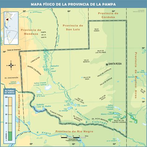 Physical map of the Province of La Pampa | Gifex