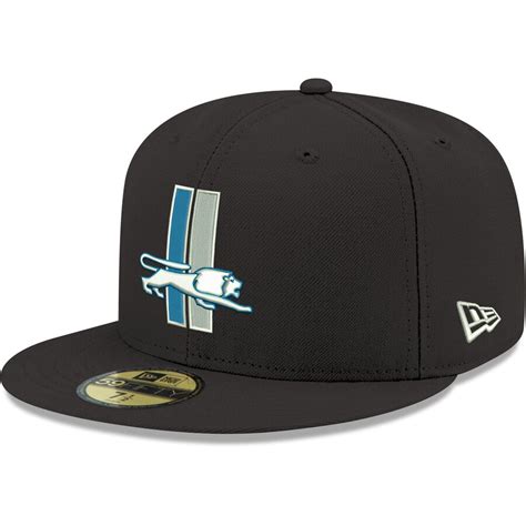 Men's New Era Black Detroit Lions Omaha Throwback 59FIFTY Fitted Hat